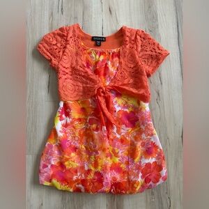 George Orange and Pink Floral Kids Blouse